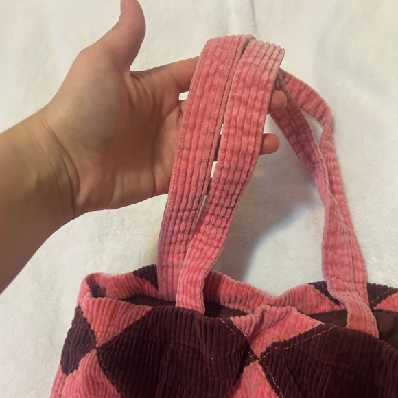 BDG URBAN OUTFITTERS CORDUROY Pink and brown burgundy Tote Bag - Picture 4 of 11